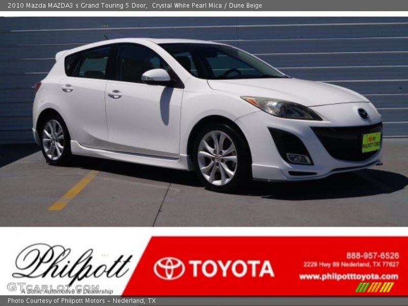 Crystal White Pearl Mica / Dune Beige 2010 Mazda MAZDA3 s Grand Touring 5 Door