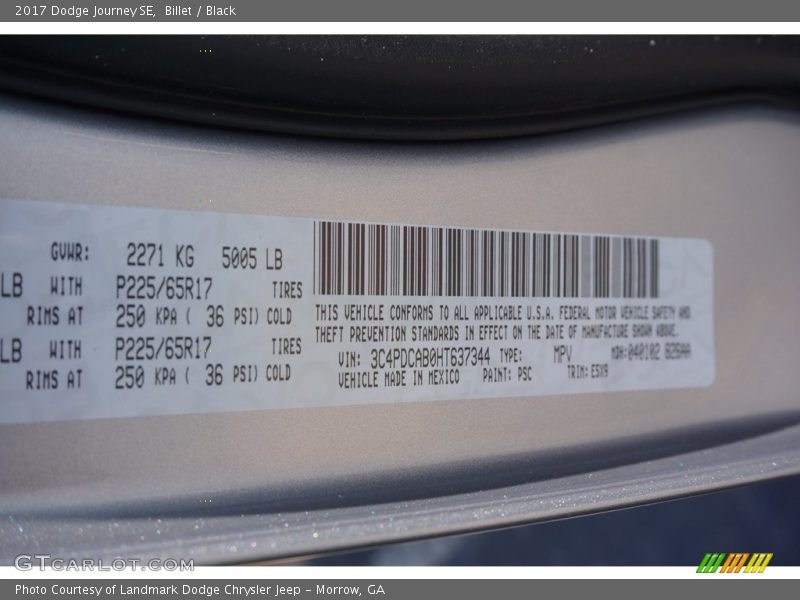 Billet / Black 2017 Dodge Journey SE