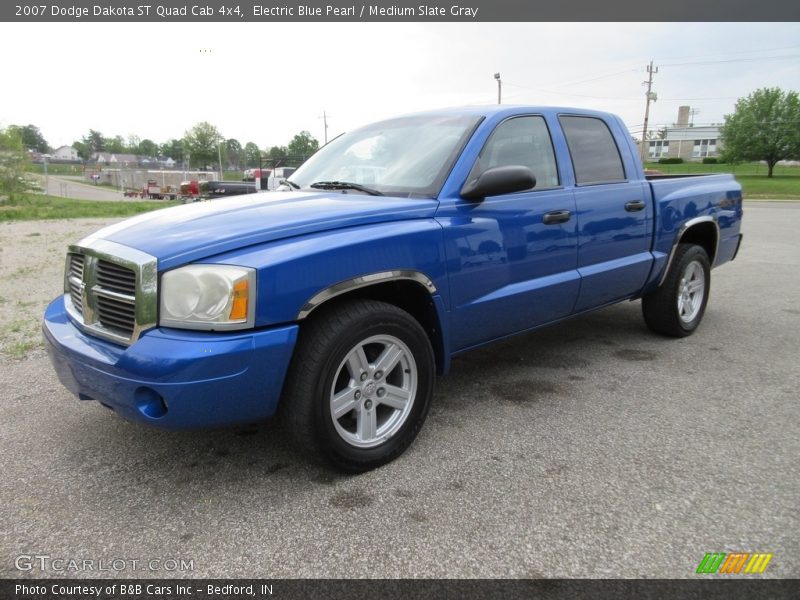 Electric Blue Pearl / Medium Slate Gray 2007 Dodge Dakota ST Quad Cab 4x4
