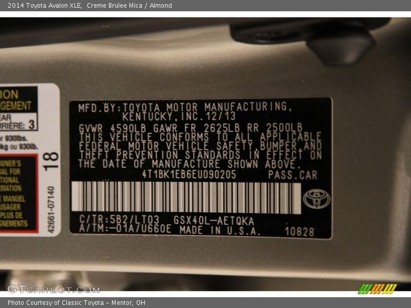 Creme Brulee Mica / Almond 2014 Toyota Avalon XLE