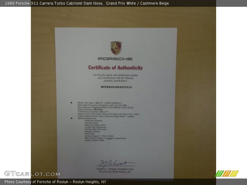 Books/Manuals of 1989 911 Carrera Turbo Cabriolet Slant Nose