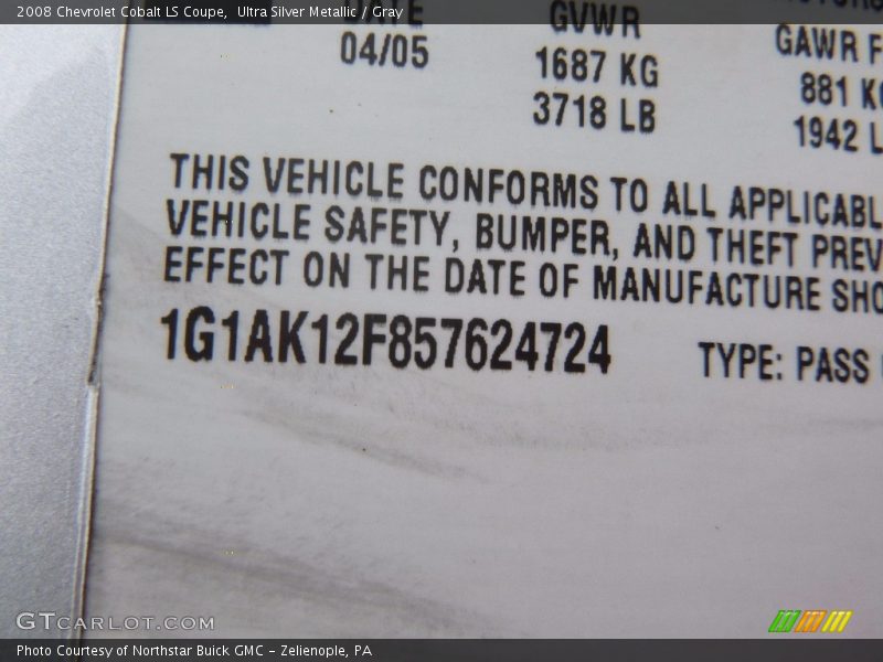 Ultra Silver Metallic / Gray 2008 Chevrolet Cobalt LS Coupe