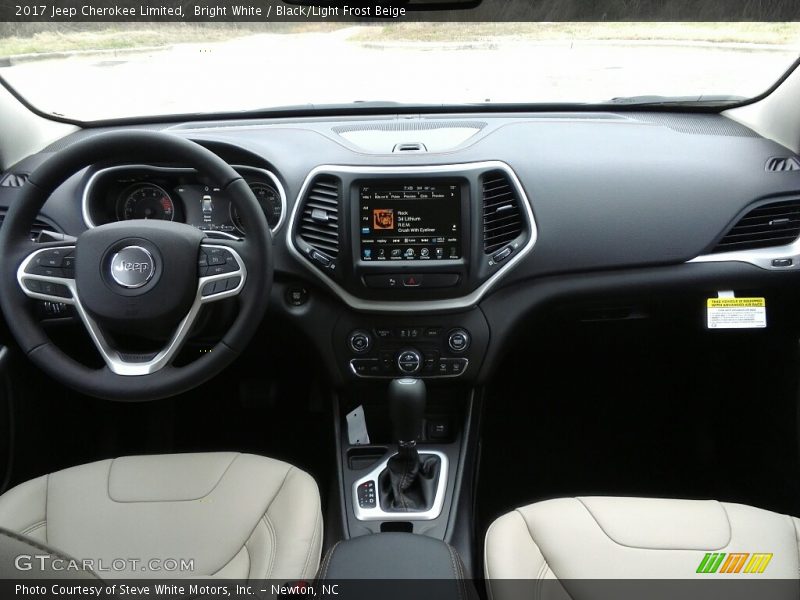 Bright White / Black/Light Frost Beige 2017 Jeep Cherokee Limited