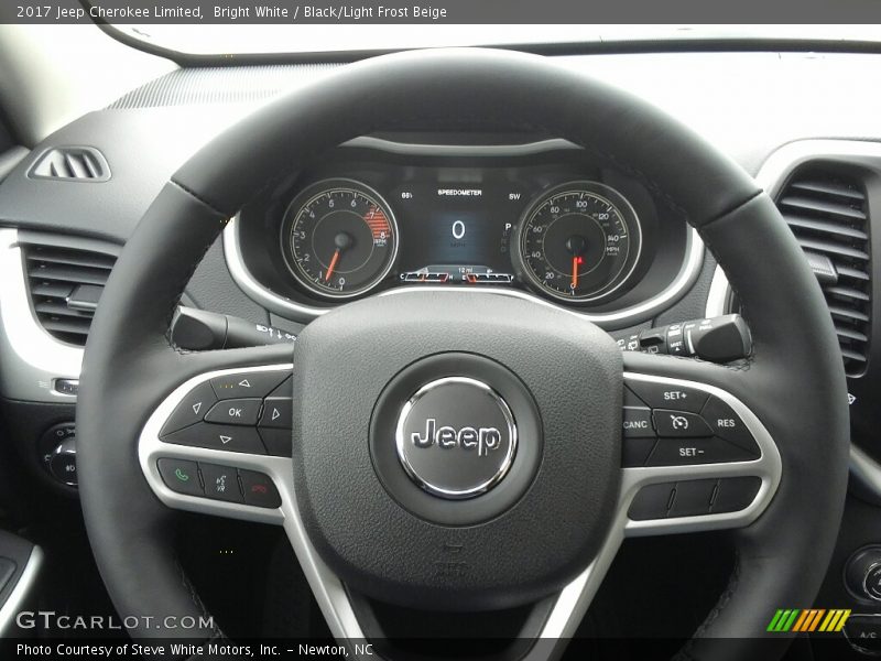 Bright White / Black/Light Frost Beige 2017 Jeep Cherokee Limited