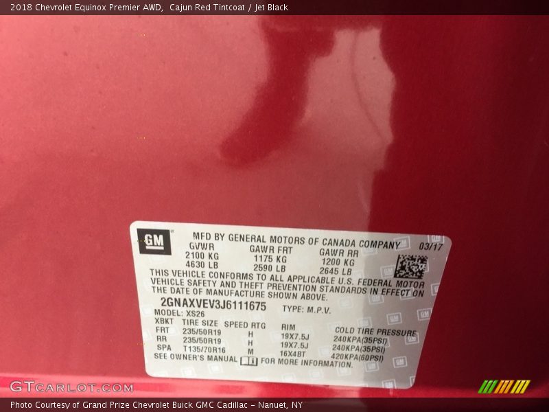 Cajun Red Tintcoat / Jet Black 2018 Chevrolet Equinox Premier AWD