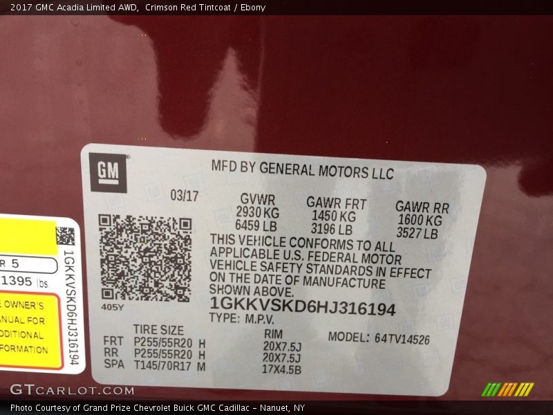 Crimson Red Tintcoat / Ebony 2017 GMC Acadia Limited AWD