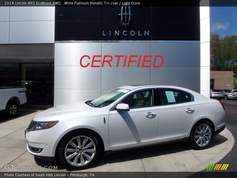 White Platinum Metallic Tri-coat / Light Dune 2014 Lincoln MKS EcoBoost AWD