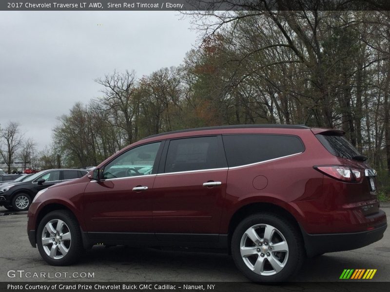 Siren Red Tintcoat / Ebony 2017 Chevrolet Traverse LT AWD