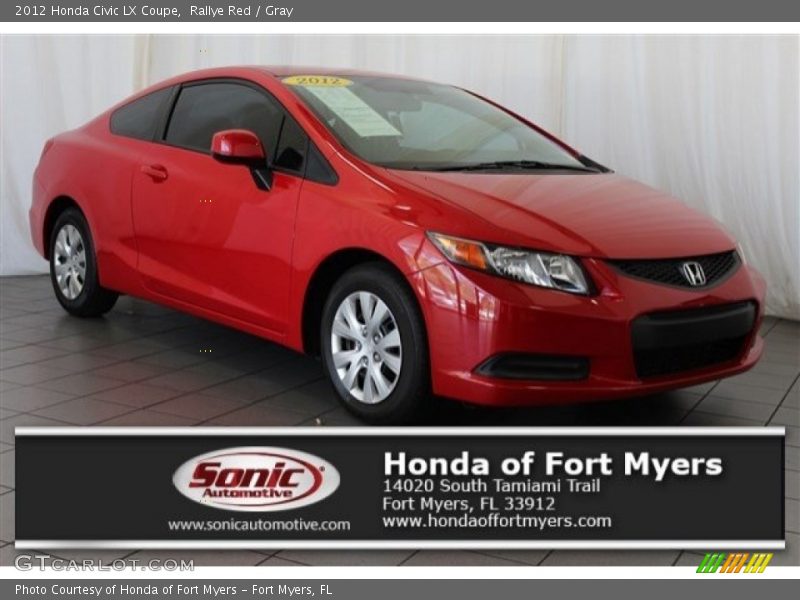 Rallye Red / Gray 2012 Honda Civic LX Coupe