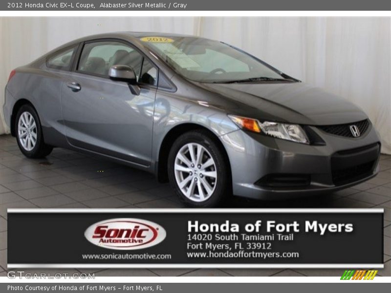 Alabaster Silver Metallic / Gray 2012 Honda Civic EX-L Coupe