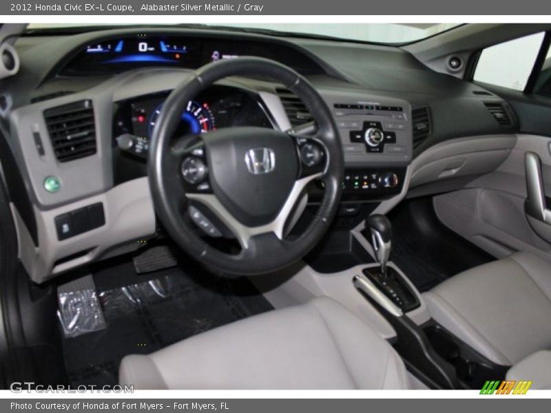 Alabaster Silver Metallic / Gray 2012 Honda Civic EX-L Coupe