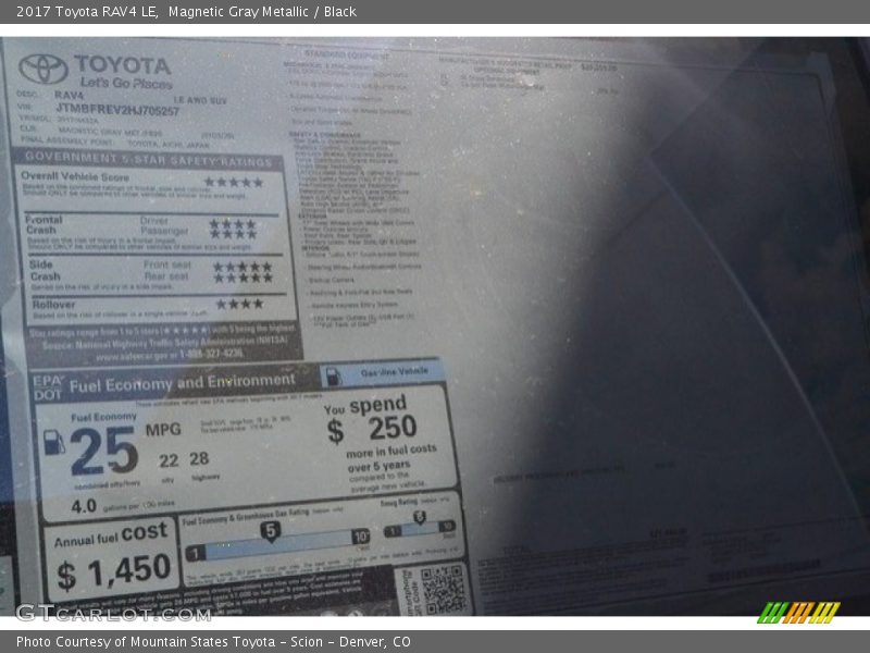 Magnetic Gray Metallic / Black 2017 Toyota RAV4 LE