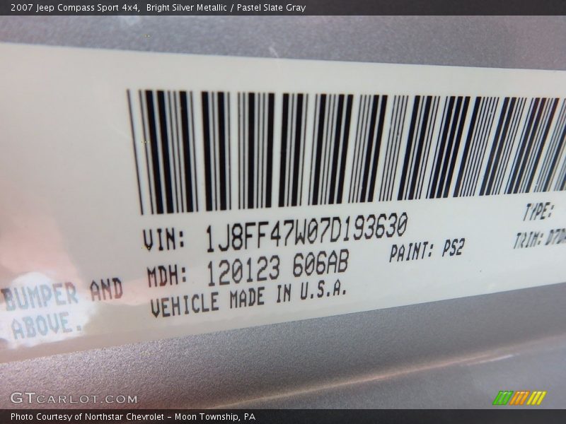 Bright Silver Metallic / Pastel Slate Gray 2007 Jeep Compass Sport 4x4