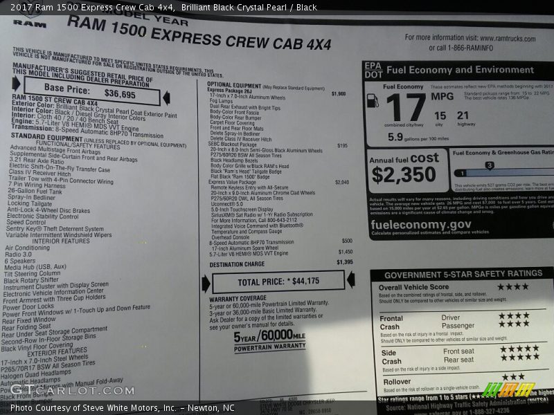  2017 1500 Express Crew Cab 4x4 Window Sticker