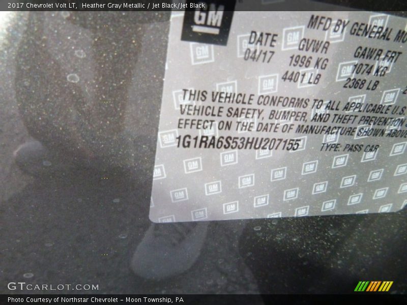 Heather Gray Metallic / Jet Black/Jet Black 2017 Chevrolet Volt LT