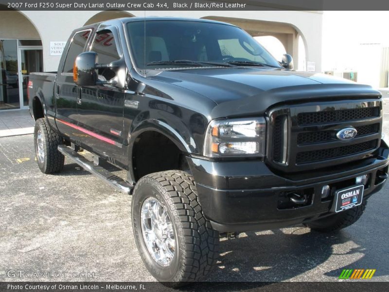 Black / Black/Red Leather 2007 Ford F250 Super Duty Lariat Outlaw Crew Cab 4x4