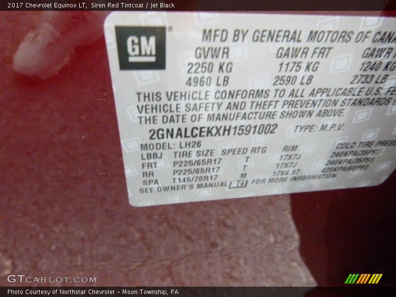 Siren Red Tintcoat / Jet Black 2017 Chevrolet Equinox LT