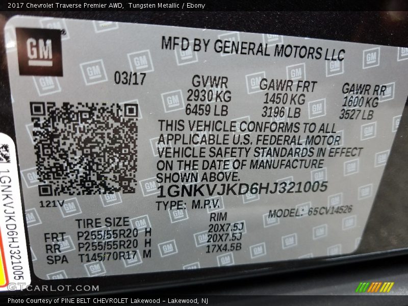Tungsten Metallic / Ebony 2017 Chevrolet Traverse Premier AWD