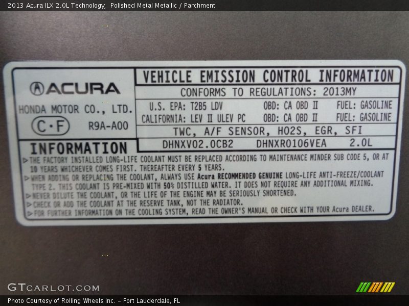 Polished Metal Metallic / Parchment 2013 Acura ILX 2.0L Technology