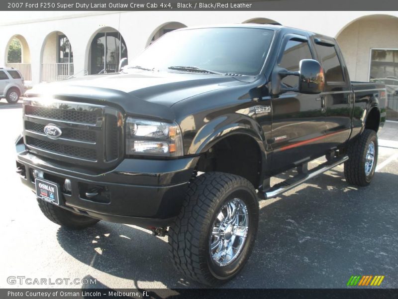 Black / Black/Red Leather 2007 Ford F250 Super Duty Lariat Outlaw Crew Cab 4x4