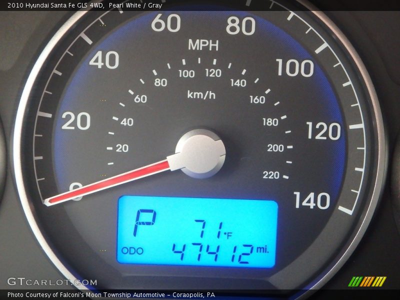 Pearl White / Gray 2010 Hyundai Santa Fe GLS 4WD