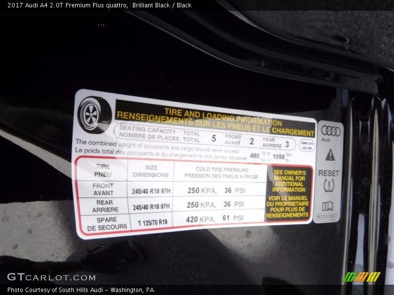 Brilliant Black / Black 2017 Audi A4 2.0T Premium Plus quattro