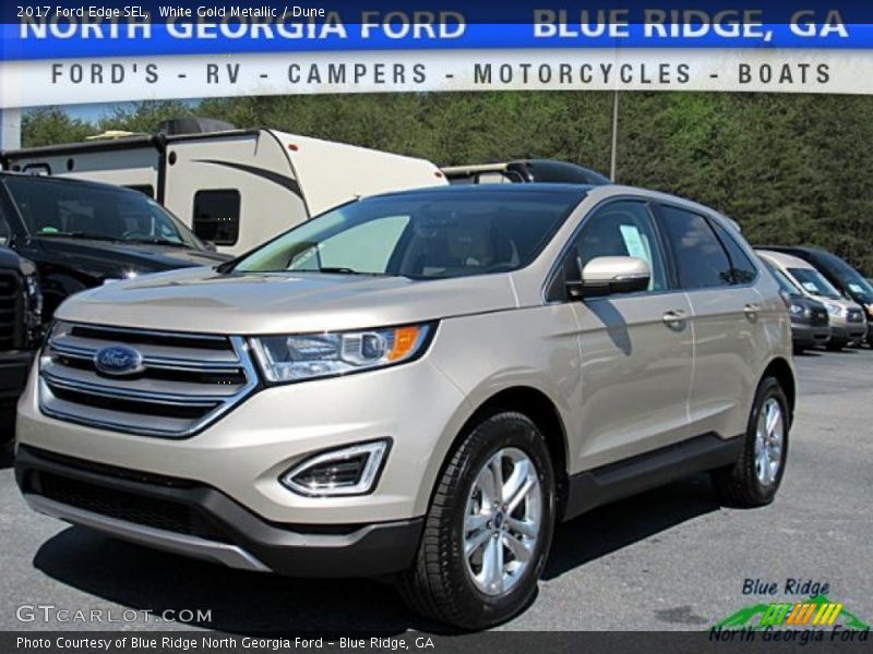 White Gold Metallic / Dune 2017 Ford Edge SEL
