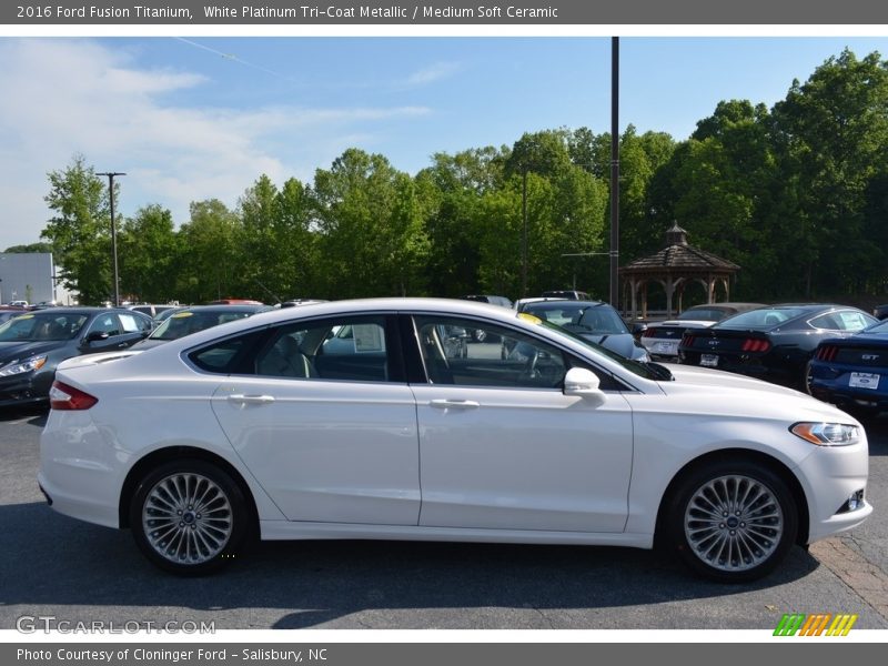 White Platinum Tri-Coat Metallic / Medium Soft Ceramic 2016 Ford Fusion Titanium