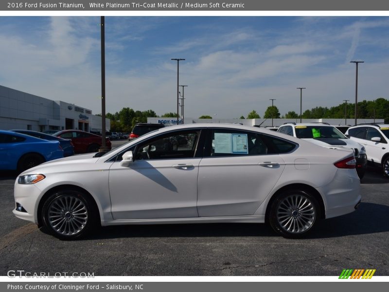 White Platinum Tri-Coat Metallic / Medium Soft Ceramic 2016 Ford Fusion Titanium