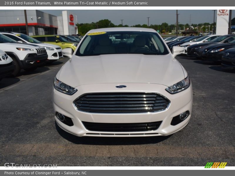 White Platinum Tri-Coat Metallic / Medium Soft Ceramic 2016 Ford Fusion Titanium