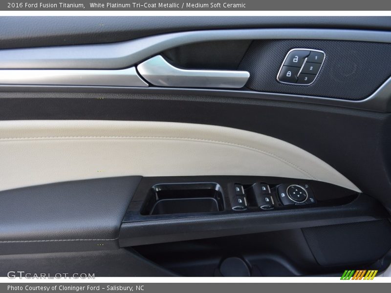White Platinum Tri-Coat Metallic / Medium Soft Ceramic 2016 Ford Fusion Titanium