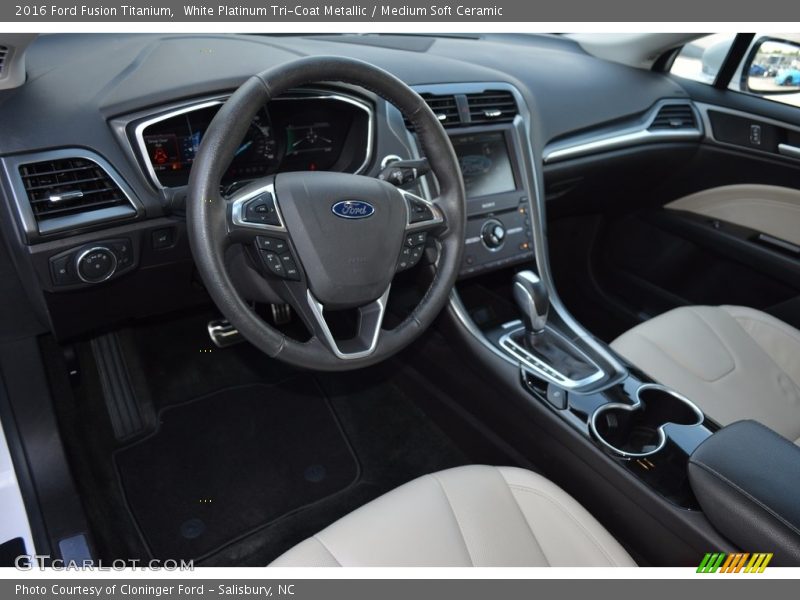 White Platinum Tri-Coat Metallic / Medium Soft Ceramic 2016 Ford Fusion Titanium