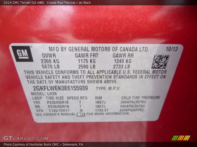 Crystal Red Tintcoat / Jet Black 2014 GMC Terrain SLE AWD