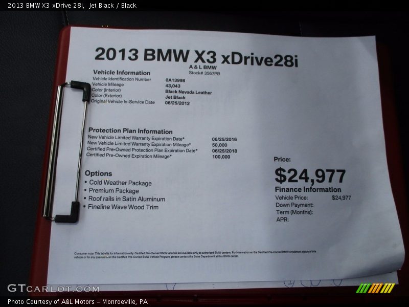 Jet Black / Black 2013 BMW X3 xDrive 28i