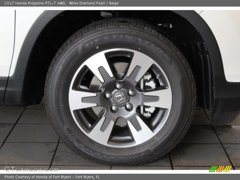White Diamond Pearl / Beige 2017 Honda Ridgeline RTL-T AWD