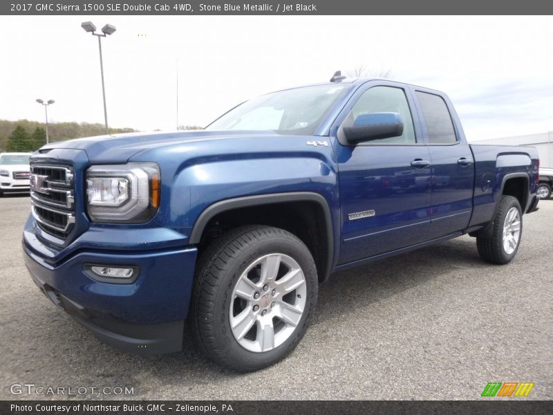 Stone Blue Metallic / Jet Black 2017 GMC Sierra 1500 SLE Double Cab 4WD