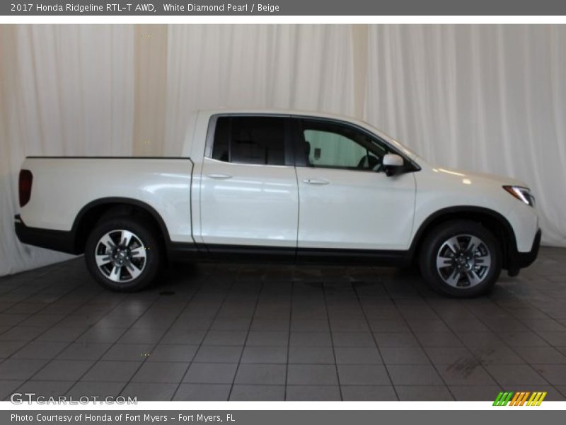 White Diamond Pearl / Beige 2017 Honda Ridgeline RTL-T AWD