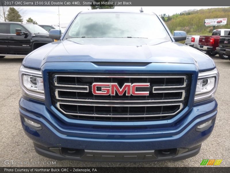 Stone Blue Metallic / Jet Black 2017 GMC Sierra 1500 SLE Double Cab 4WD