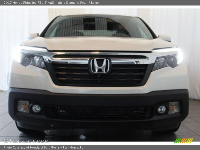 White Diamond Pearl / Beige 2017 Honda Ridgeline RTL-T AWD