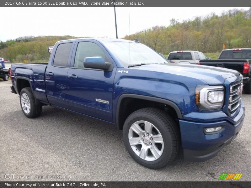 Stone Blue Metallic / Jet Black 2017 GMC Sierra 1500 SLE Double Cab 4WD