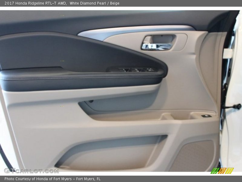 White Diamond Pearl / Beige 2017 Honda Ridgeline RTL-T AWD