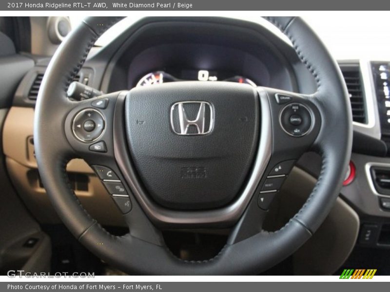 White Diamond Pearl / Beige 2017 Honda Ridgeline RTL-T AWD