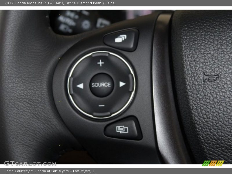 White Diamond Pearl / Beige 2017 Honda Ridgeline RTL-T AWD