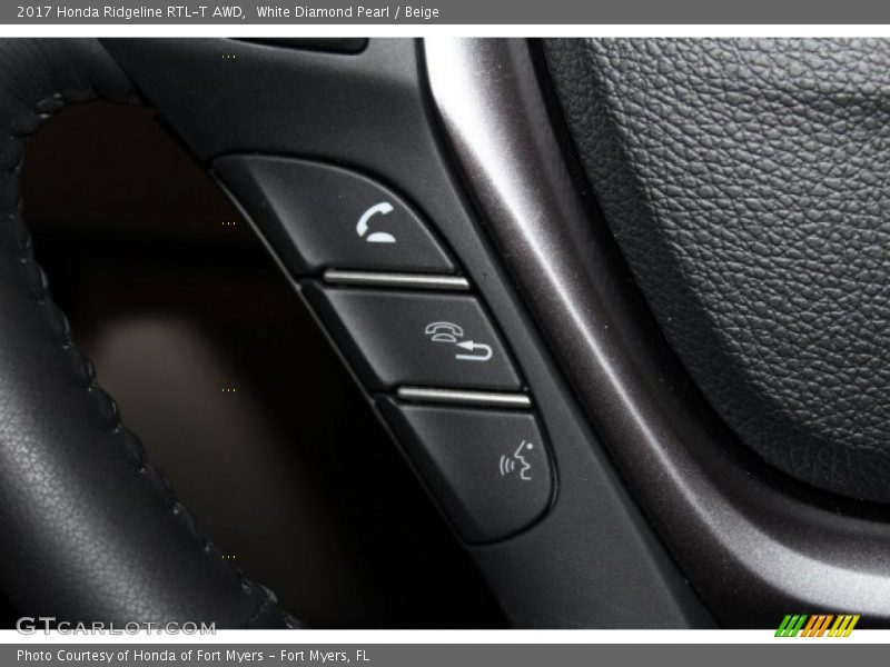 White Diamond Pearl / Beige 2017 Honda Ridgeline RTL-T AWD