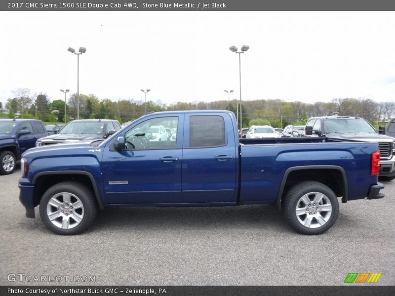 Stone Blue Metallic / Jet Black 2017 GMC Sierra 1500 SLE Double Cab 4WD