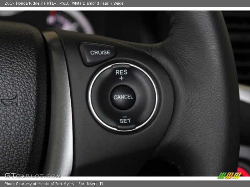 White Diamond Pearl / Beige 2017 Honda Ridgeline RTL-T AWD