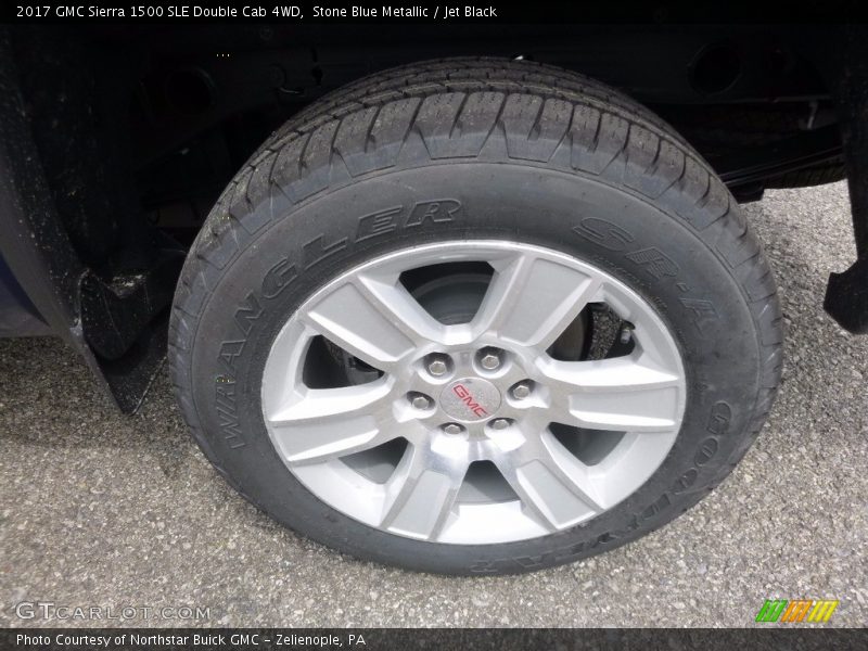Stone Blue Metallic / Jet Black 2017 GMC Sierra 1500 SLE Double Cab 4WD