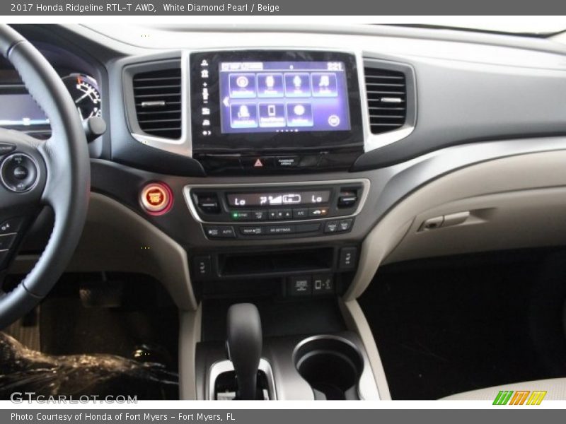 White Diamond Pearl / Beige 2017 Honda Ridgeline RTL-T AWD