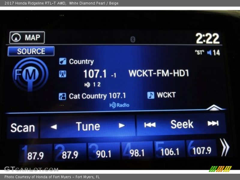 White Diamond Pearl / Beige 2017 Honda Ridgeline RTL-T AWD