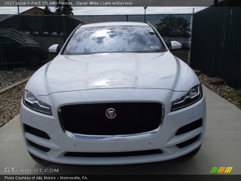 Glacier White / Latte w/Espresso 2017 Jaguar F-PACE 35t AWD Prestige
